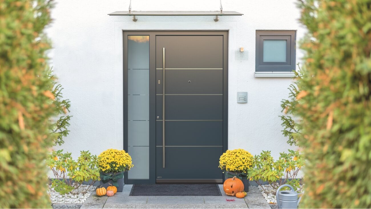 Porte d'ingresso di colore grigio